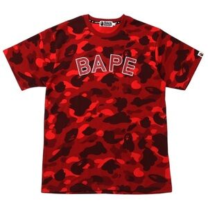 Bape Red Camo SpellOut Graphic Tee New